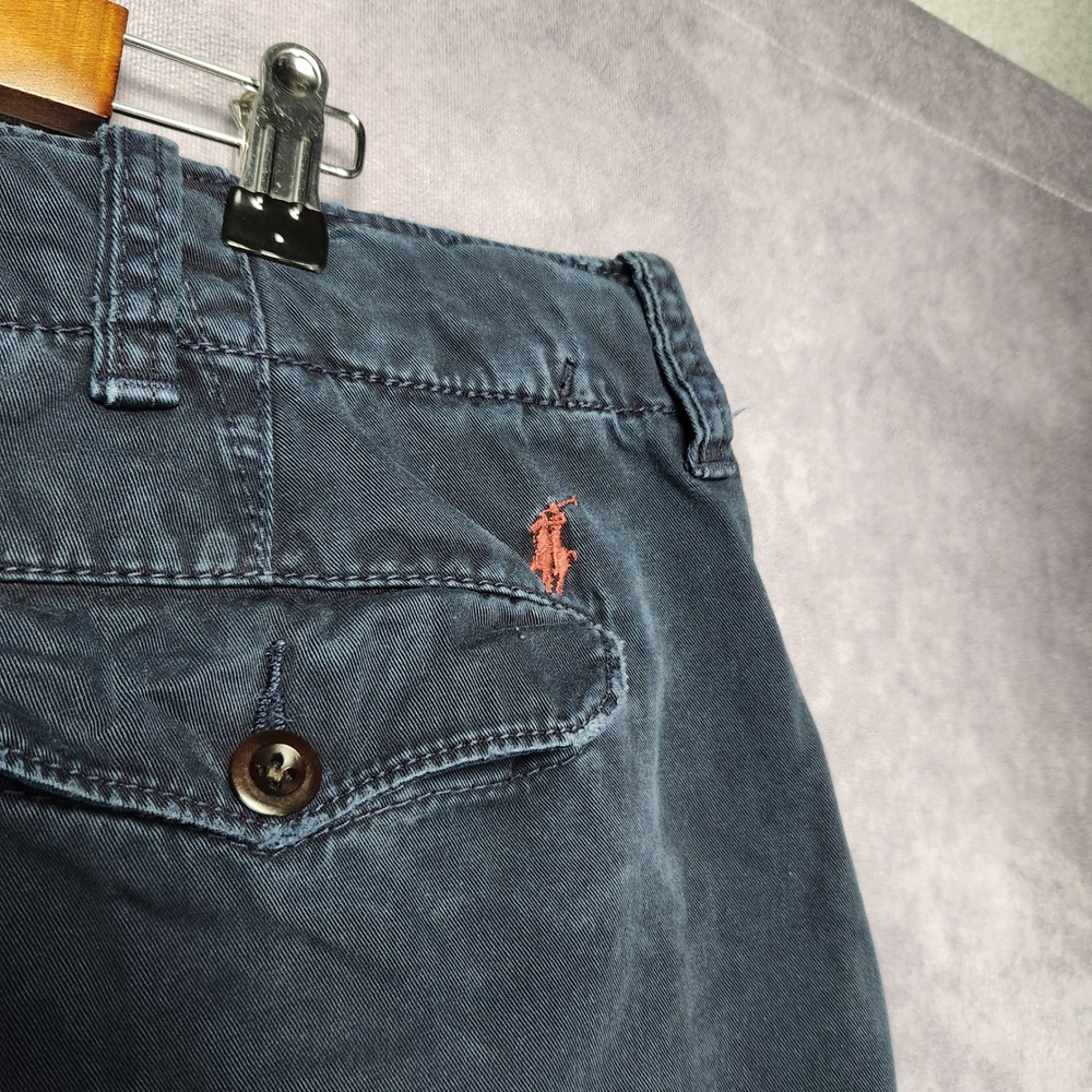 Polo Ralph Lauren Mens Blue Cotton Chino Shorts Size 40 Drawstring Navy Casual